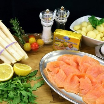 Stangenspargel mit gebeiztem Lachs - Warenkorb